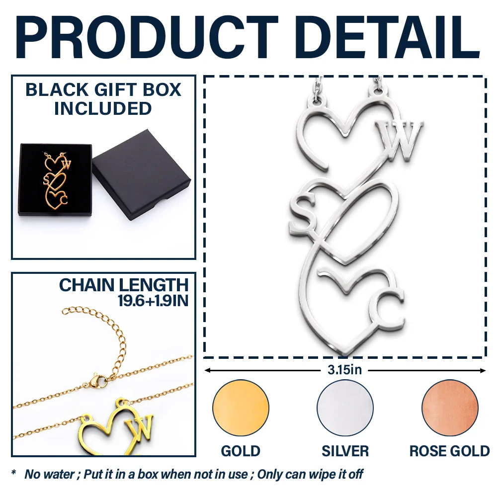 Initials Sign Name Family Together - Personalized Letter Necklace - Image 5
