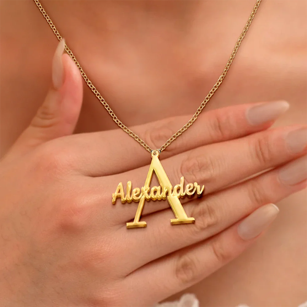 Initials Sign Name - Personalized Letter Necklace - Image 3