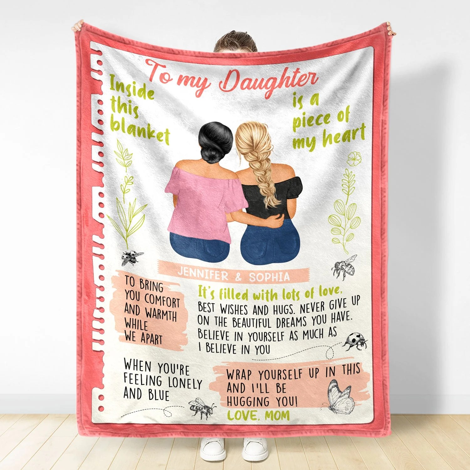 Inside This Blanket Is A Piece Of My Heart - Birthday, Loving Gift For Mother, Daughter, Aunt, Niece - Personalized Fleece Blanket - Image 3