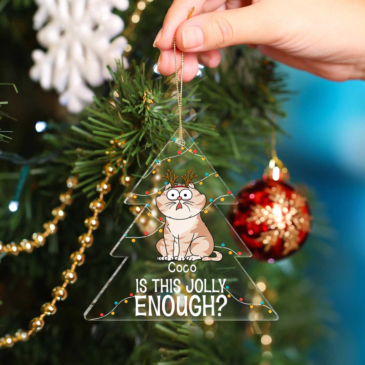 Is This Jolly Enough - Christmas Gift For Cat Lovers - Personalized Custom Shaped Acrylic Ornament - Image 4