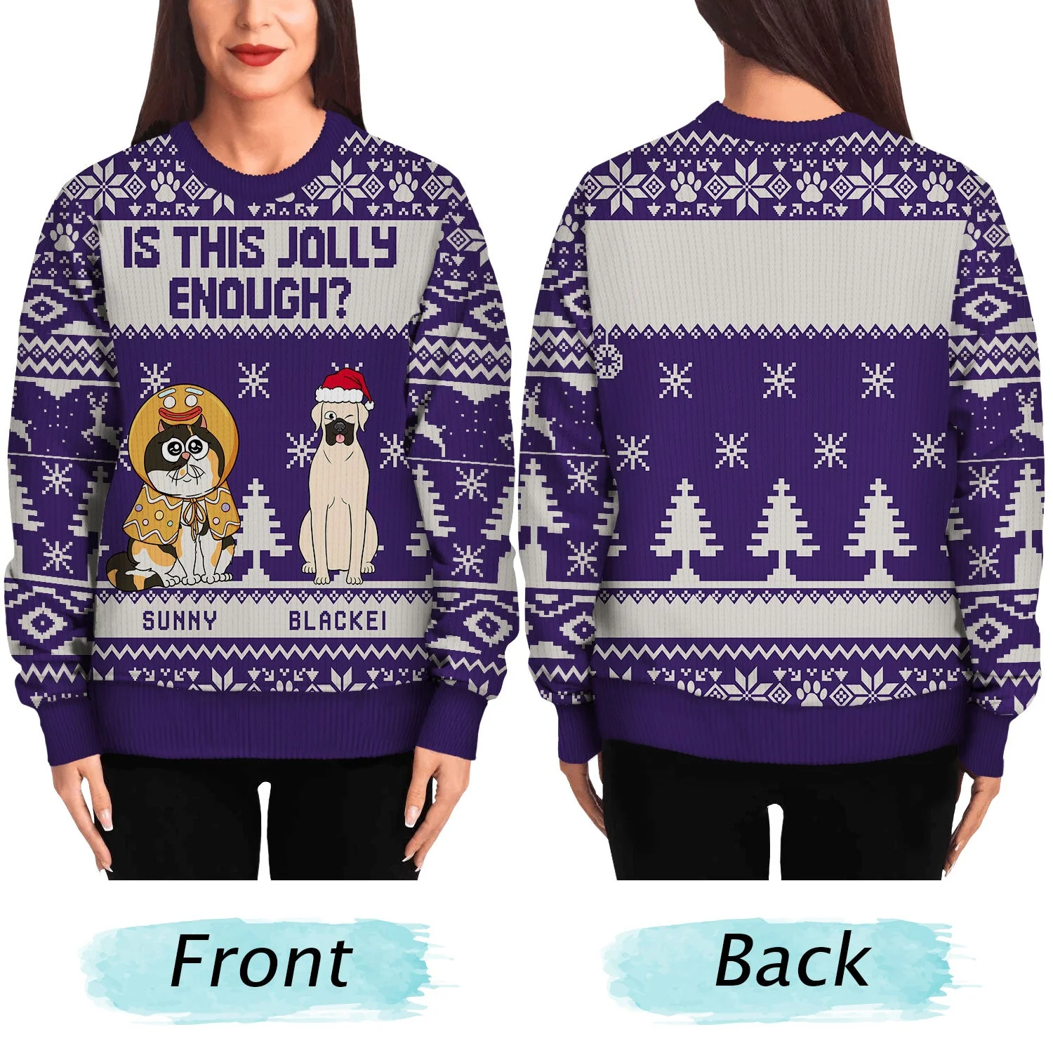 Is This Jolly Enough - Christmas Gift For Dog, Cat, Pet Lovers - Personalized Unisex Ugly Sweater - Image 5
