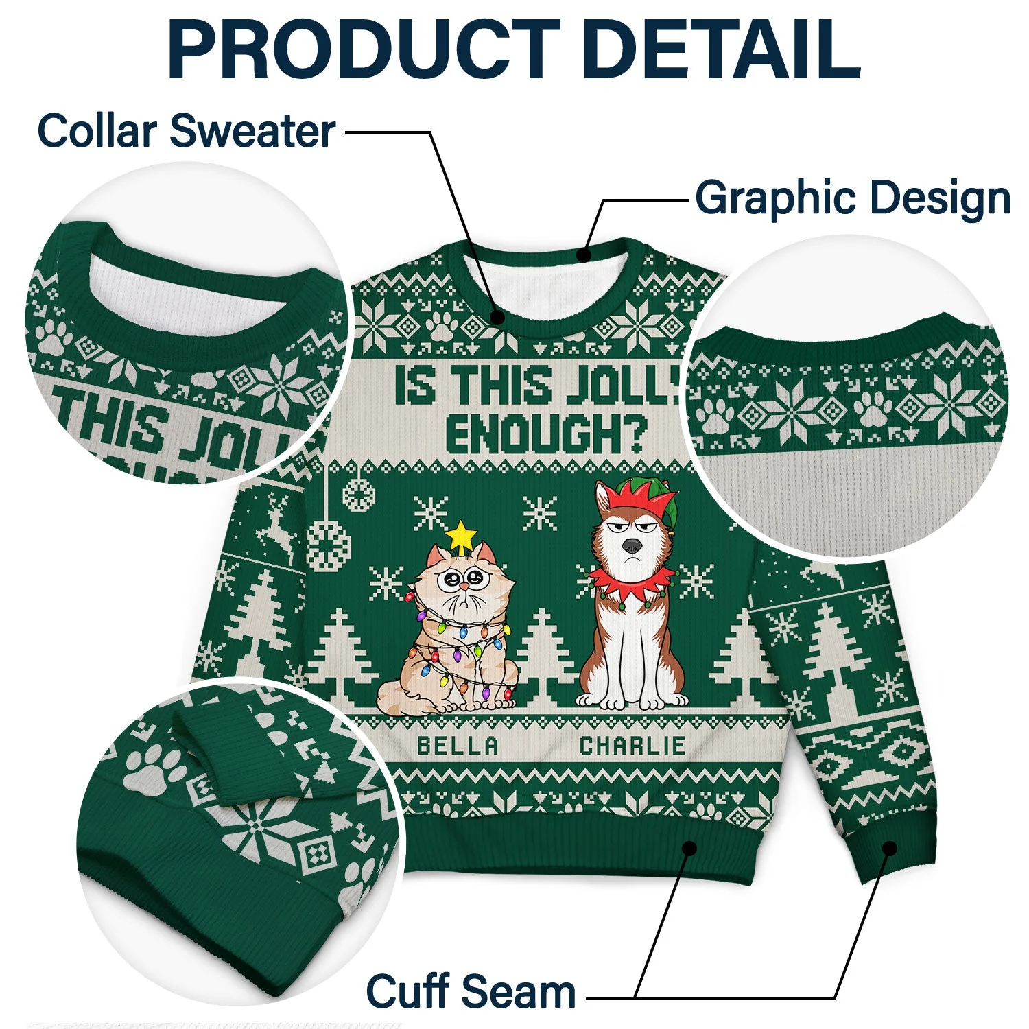Is This Jolly Enough - Christmas Gift For Dog, Cat, Pet Lovers - Personalized Unisex Ugly Sweater - Image 6