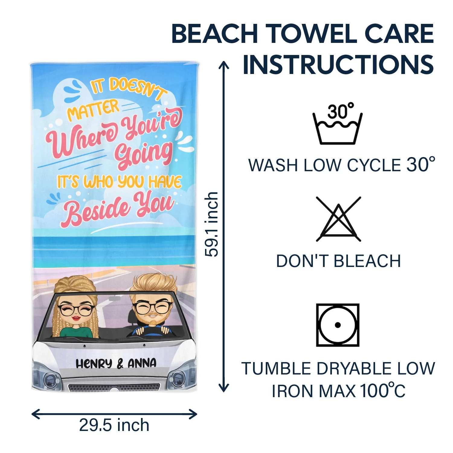 It Doesn't Matter Where Beach - Gift For Couples - Personalized Custom Beach Towel - Image 6