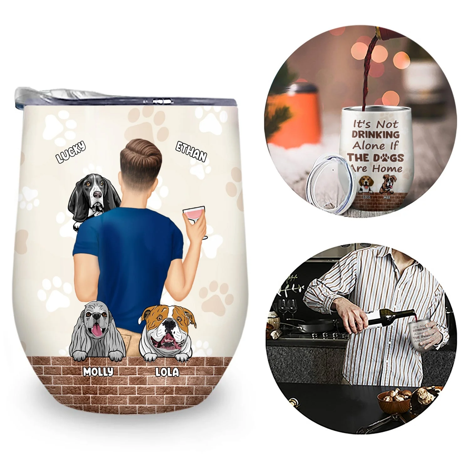 It's Not Drinking Alone - Gift Dog Mom, Dog Dad - Personalized Custom Wine Tumbler - Image 2