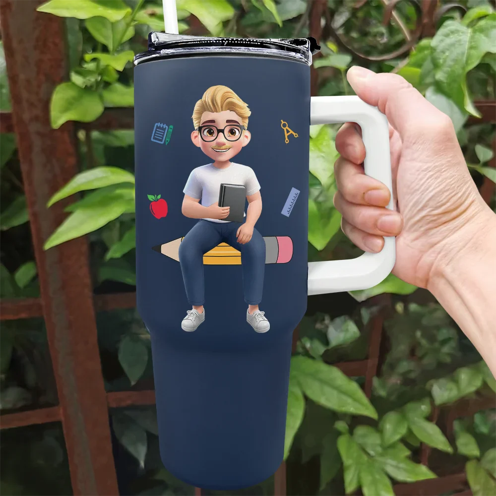It Takes A Big Heart To Teach Little Minds - Personalized 40oz Tumbler With Straw - Image 2
