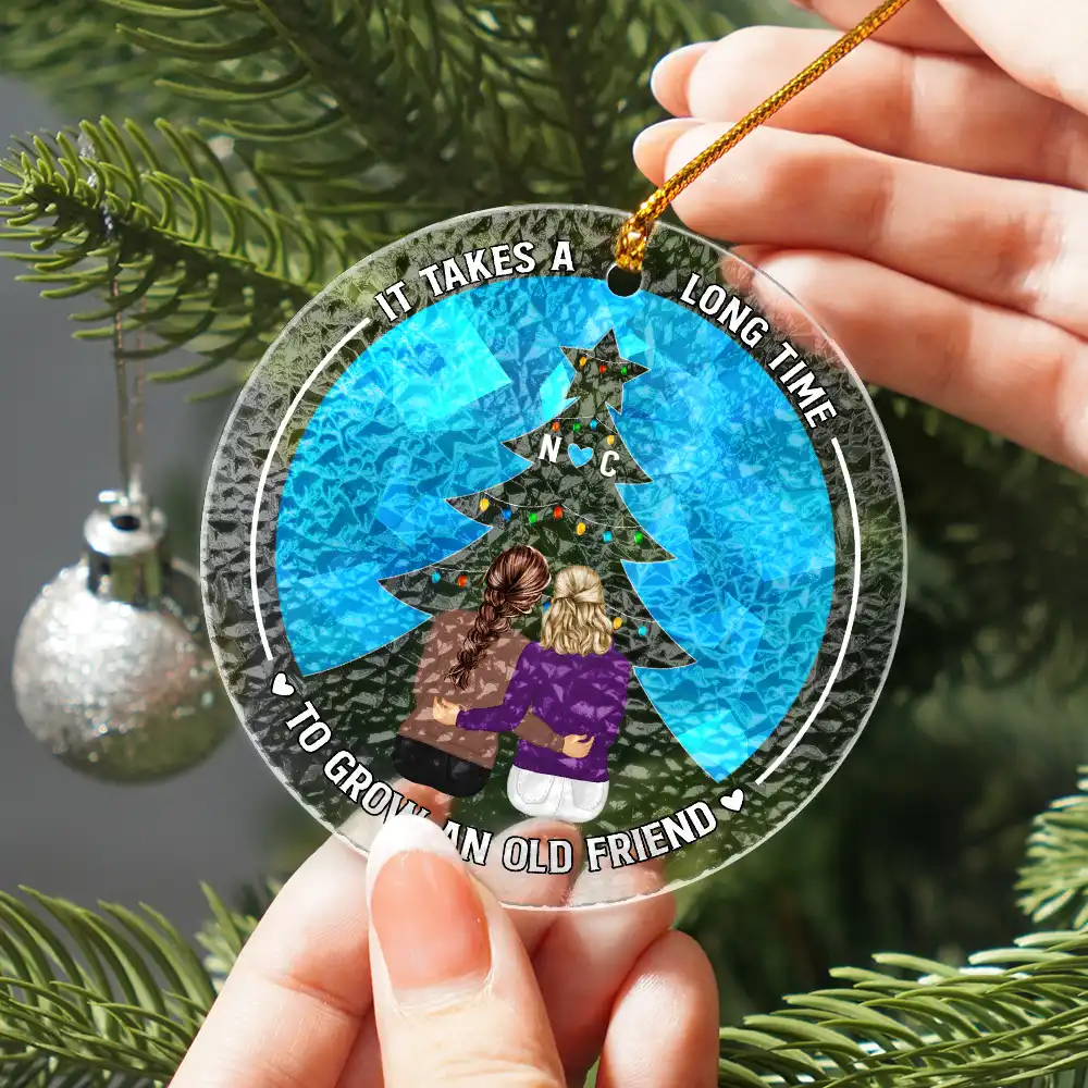 It Takes A Long Time Grow An Old Friend Bestie - Personalized Stained Glass Ornament - Image 2