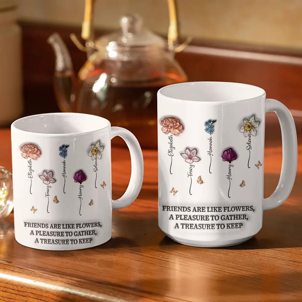 It Takes A Long Time To Grow An Old Friend Birth Flowers - 3D Inflated Effect Printed Mug, Personalized White Edge-to-Edge Mug - Image 3