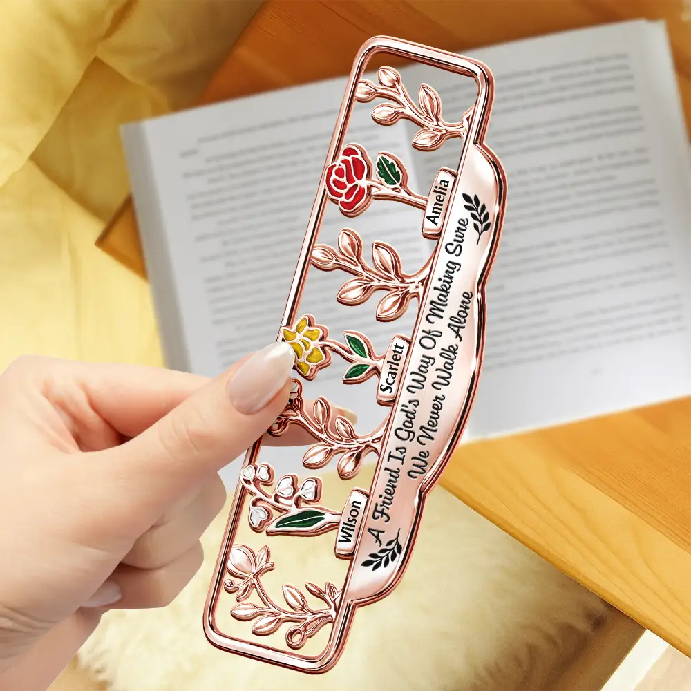 It Takes A Long Time To Grow An Old Friend Birth Month Flower - Personalized Custom Shaped Metal Bookmark - Image 4