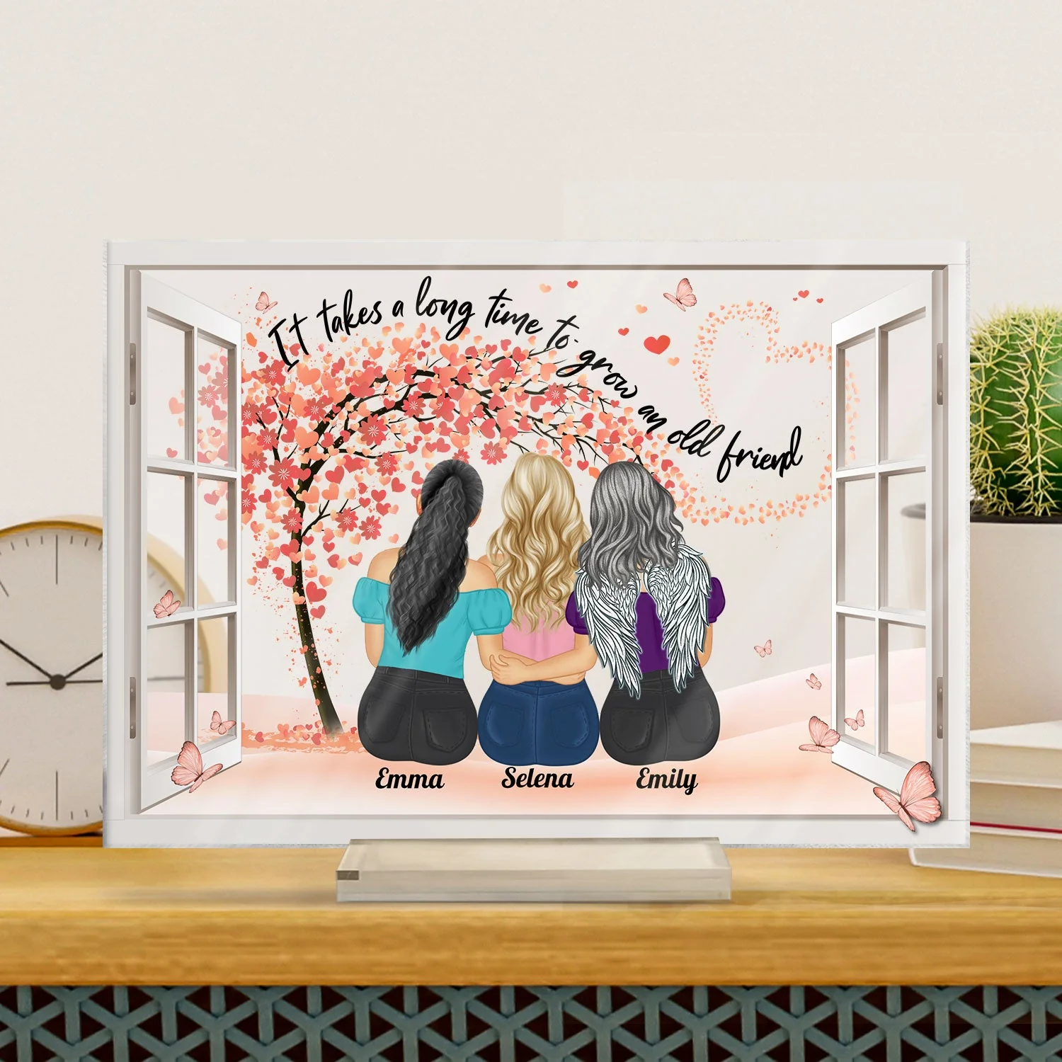 It Takes A Long Time To Grow An Old Friend - Birthday, Loving, Holiday Gift For Bestie, Soul Sister - Personalized Horizontal Rectangle Acrylic Plaque - Image 3