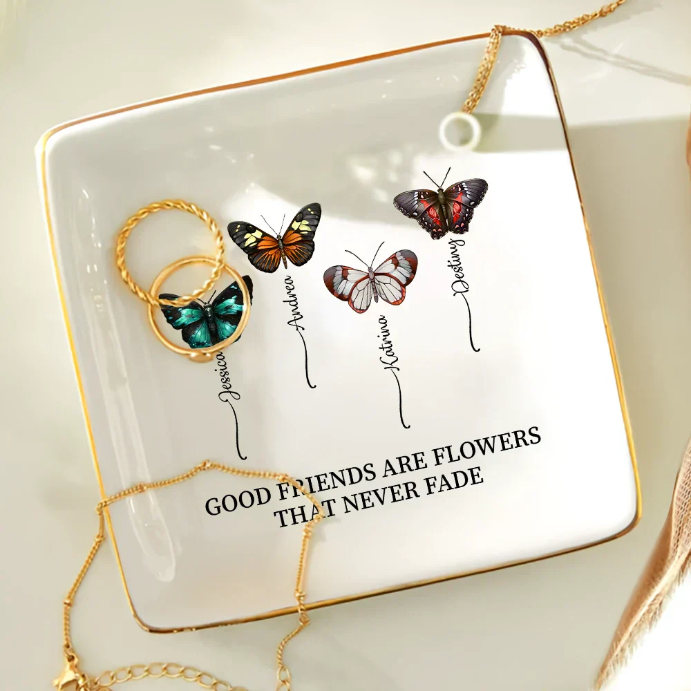 It Takes A Long Time To Grow An Old Friend Butterflies - Personalized Ring Dish - Image 4