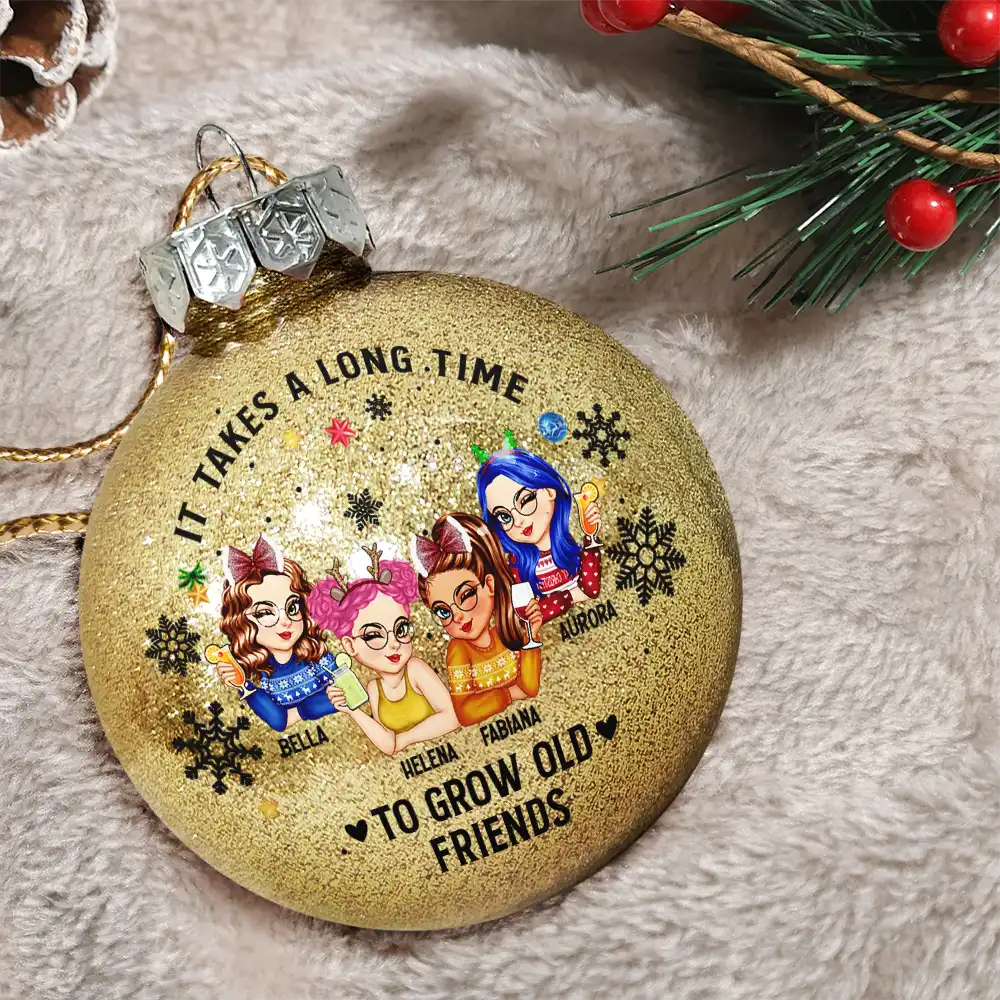 It Takes A Long Time To Grow An Old Friend Christmas - Personalized Ball Ornament - Image 3