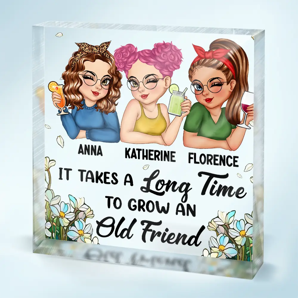 It Takes A Long Time To Grow An Old Friend Christmas - Personalized Square Shaped Acrylic Plaque - Image 2