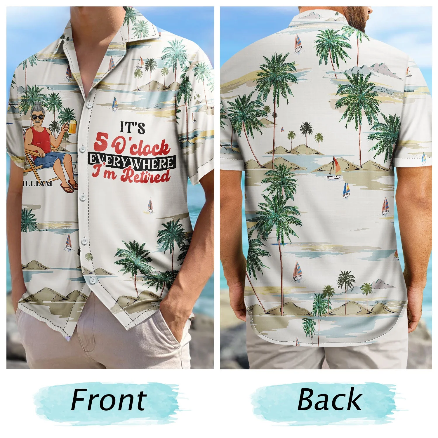 It's 5 O'clock Everywhere I'm Retired - Personalized Hawaiian Shirt - Image 5