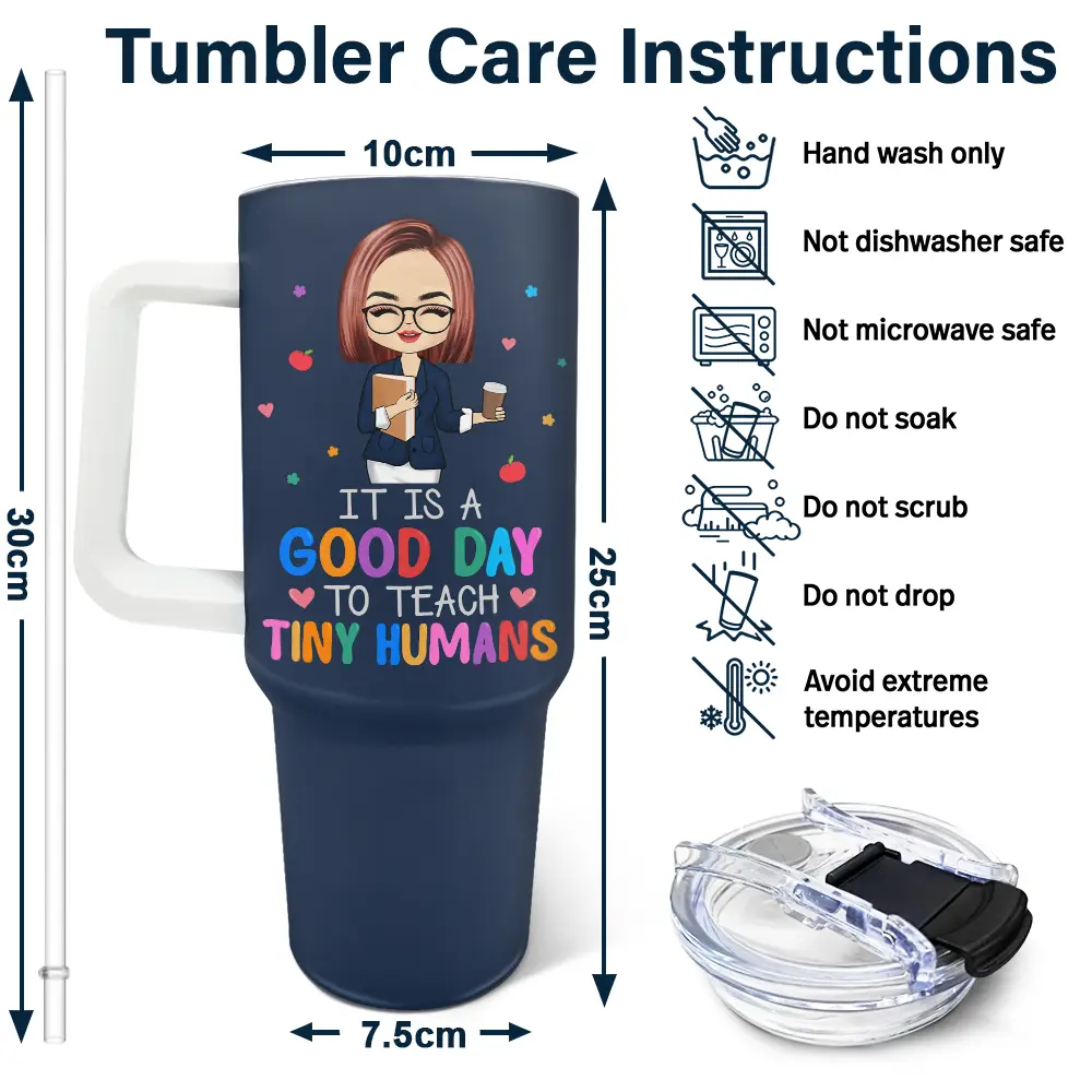 It's A Good Day To Teach Tiny Humans Teacher - Personalized 40oz Tumbler With Straw - Image 6