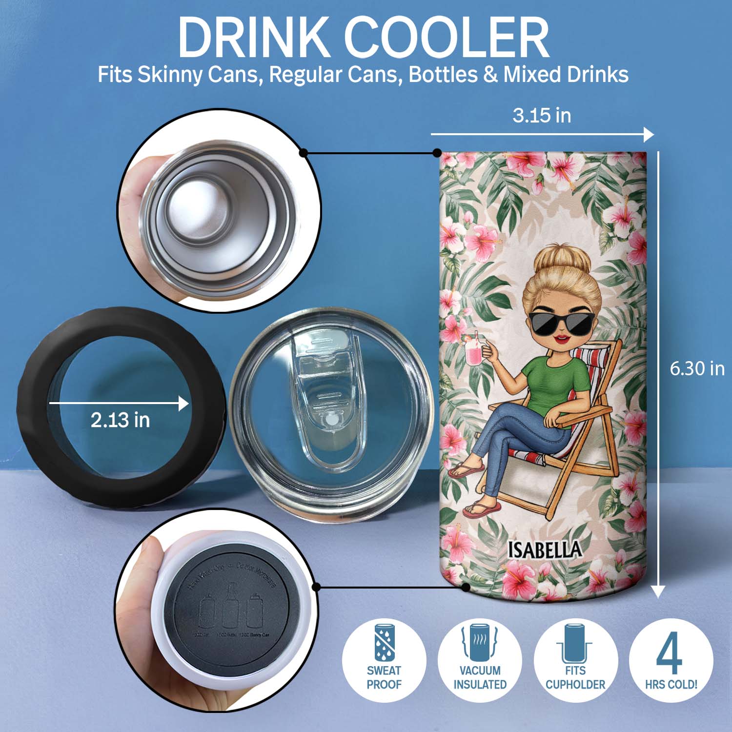 It's Called Summer Water - Birthday, Funny Gift For Her, Besties, Family - Personalized Custom 4 In 1 Can Cooler Tumbler - Image 4