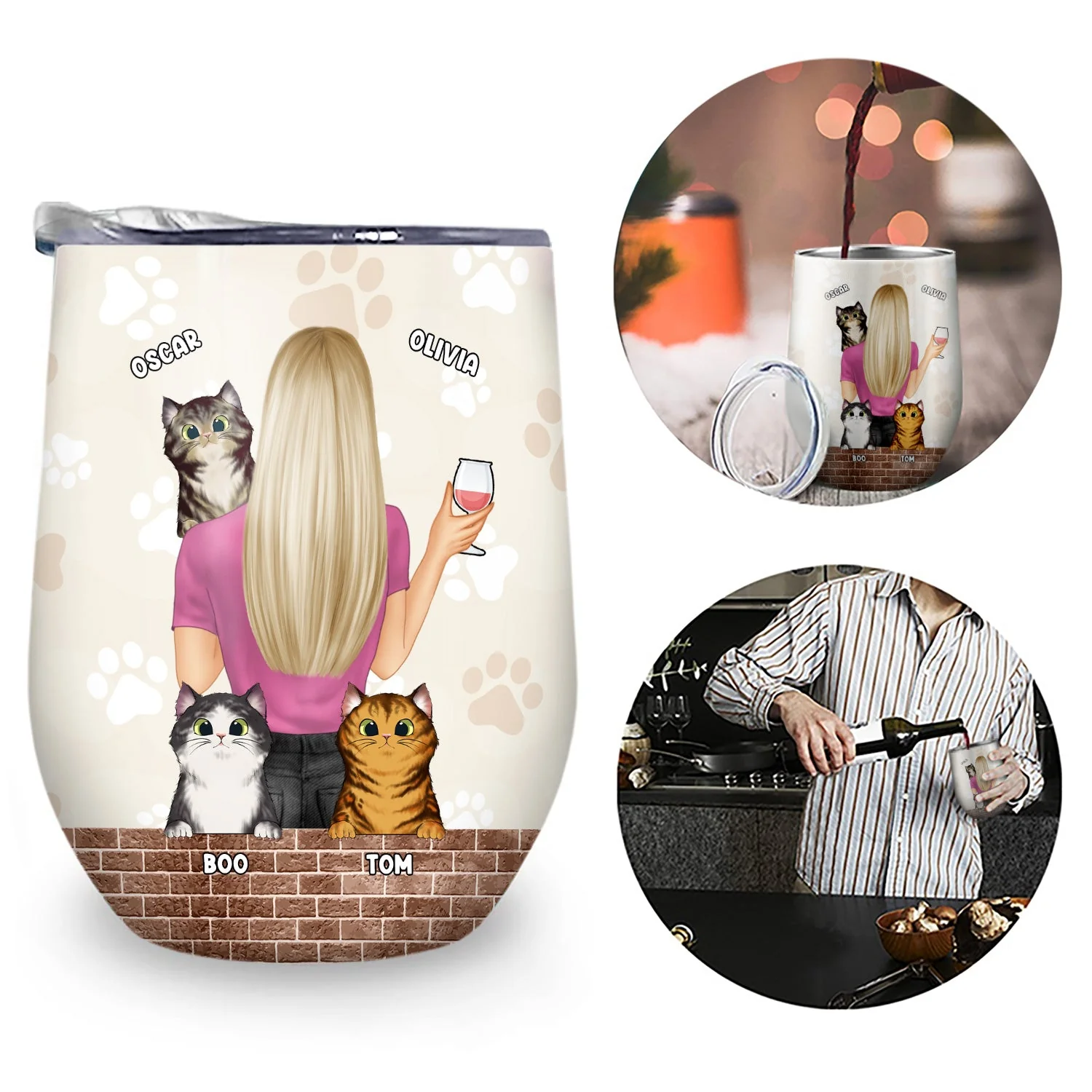 It's Not Drinking Alone - Gift For Dog And Cat Lovers - Personalized Custom Wine Tumbler - Image 2