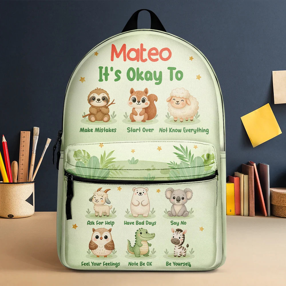It's Okay To Animals - Personalized Canvas Backpack - Image 2