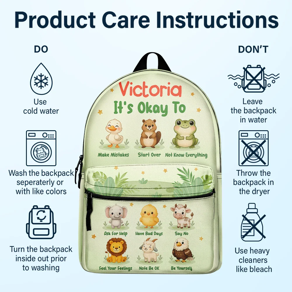 It's Okay To Animals - Personalized Canvas Backpack - Image 6