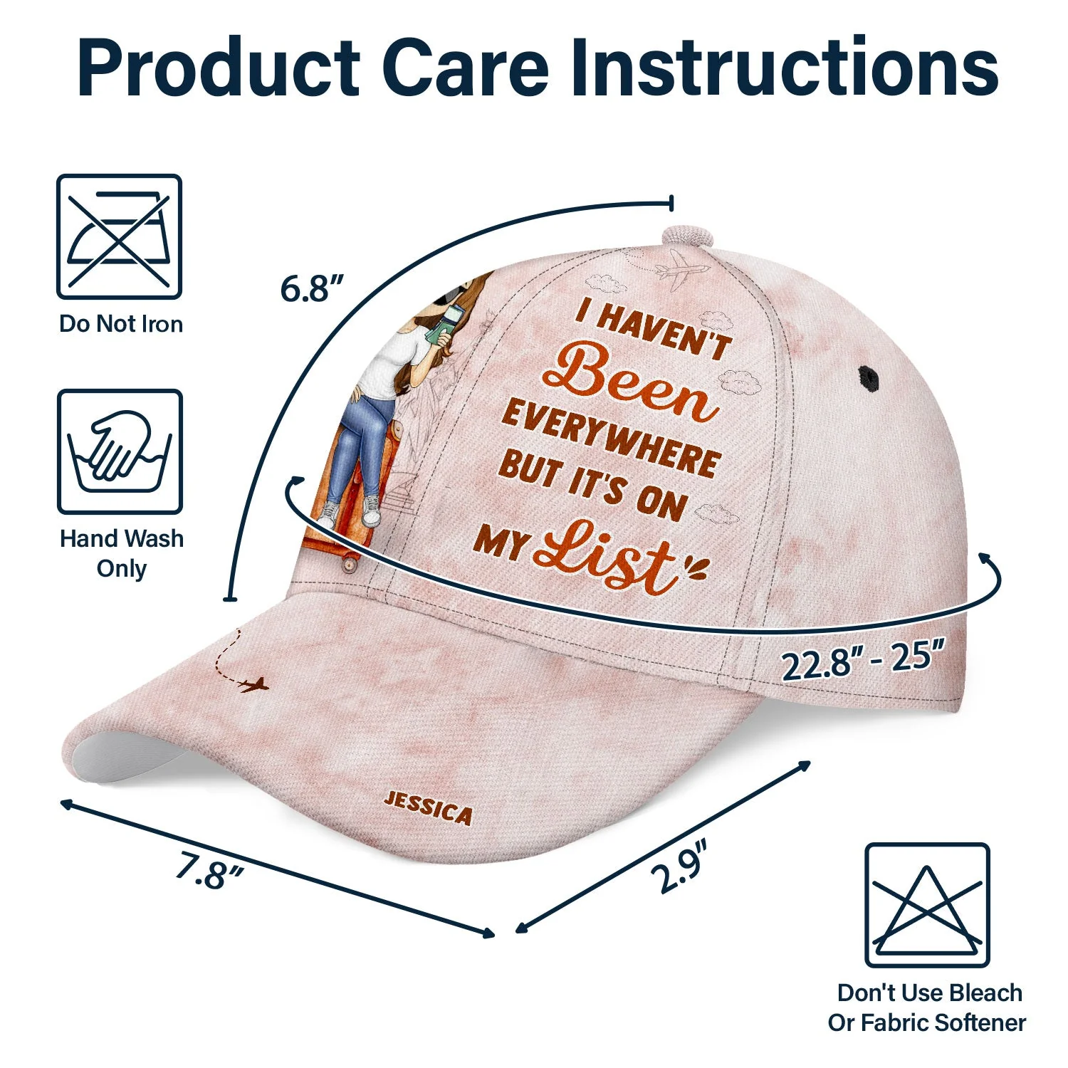 It's On My List - Gift For Traveling Lovers, Vacation Lovers, Travelers, Him, Her - Personalized Classic Cap - Image 6