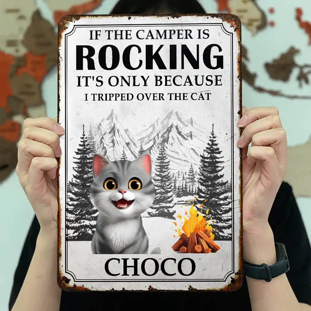 It's Only Because I Tripped Over The Dog Funny Camping - Personalized Classic Metal Signs - Image 3