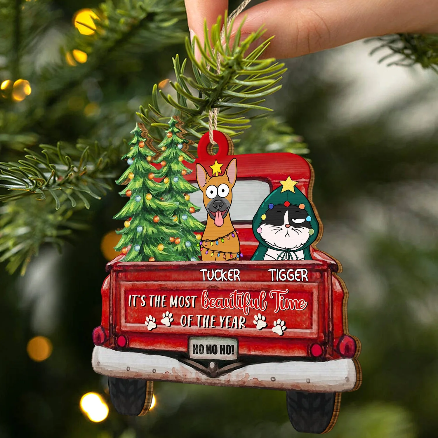 It's The Most Beautiful Time Of The Year - Christmas Gift For Dog, Cat, Pet Lovers - Personalized Wooden Cutout Ornament - Image 2
