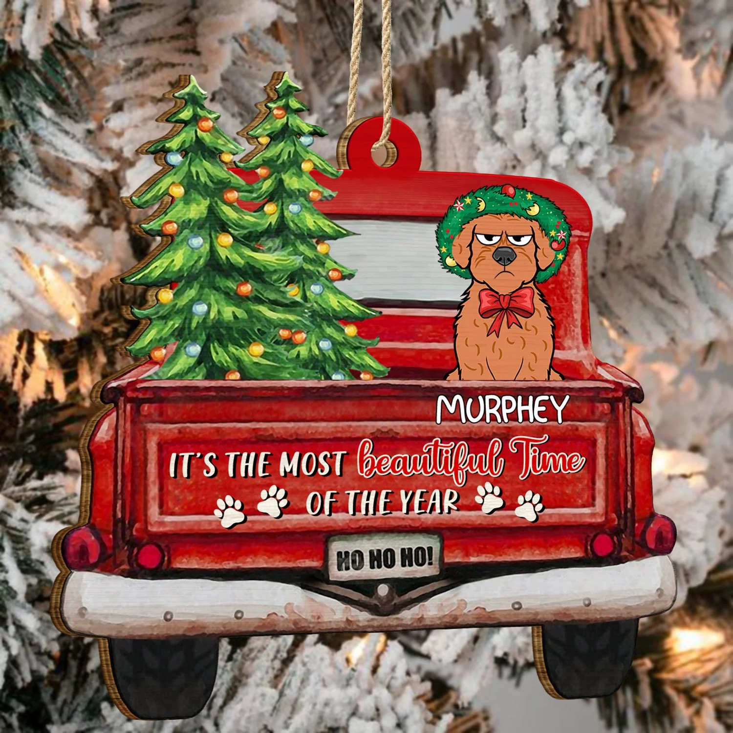 It's The Most Beautiful Time Of The Year - Christmas Gift For Dog, Cat, Pet Lovers - Personalized Wooden Cutout Ornament - Image 4
