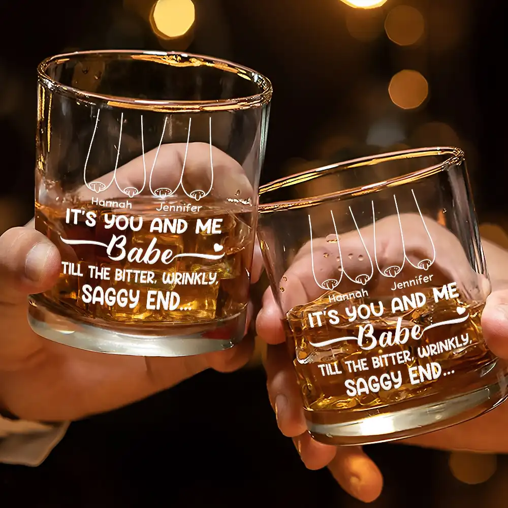 It's You And Me Babe Till The End Couple - Personalized Whiskey Glass - Image 3