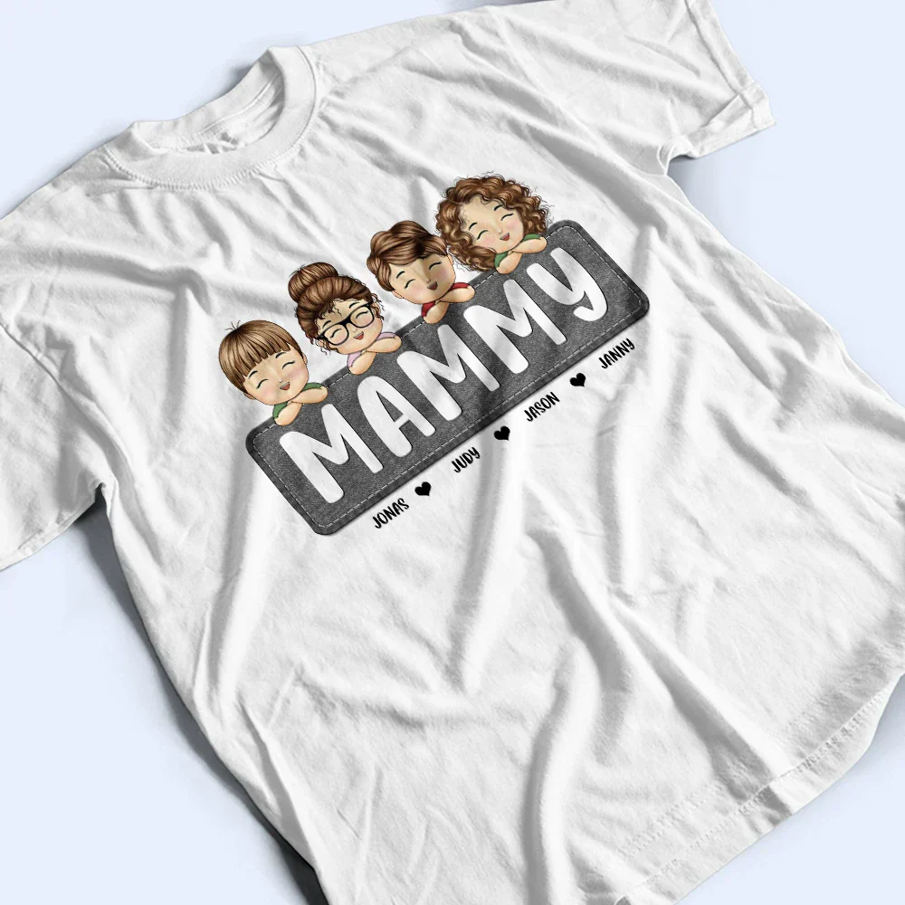 Jeans Pattern Mom Nana And Kids - Personalized T Shirt - Image 3