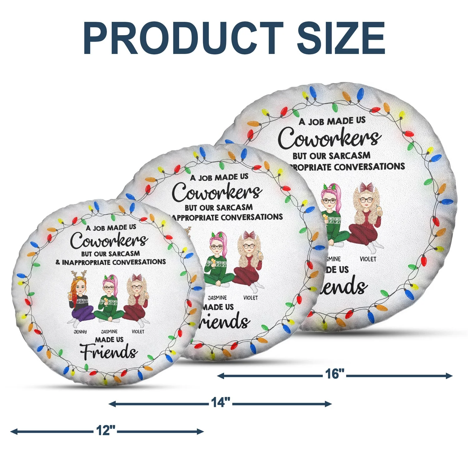 Job Made Us Coworkers - Christmas Gift For Colleagues - Personalized Round Pillow - Image 5