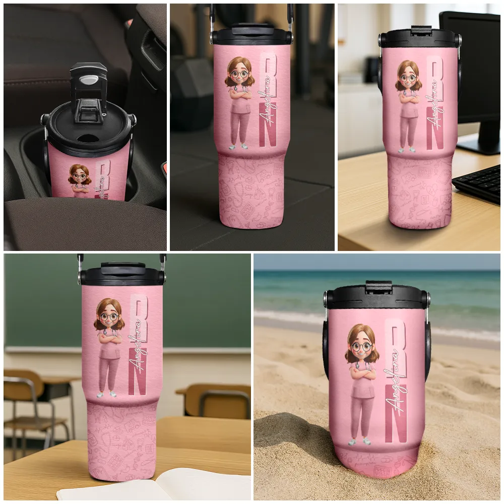 Job Title 3D Effect Nurse - Personalized 30oz Tumbler With Handle - Image 6