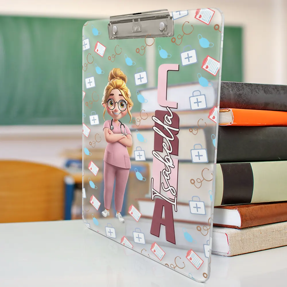 Job Title 3D Effect Nurse - Personalized Acrylic Clipboard - Image 2