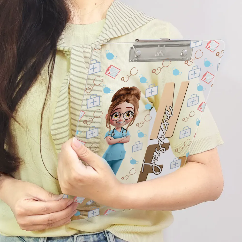 Job Title 3D Effect Nurse - Personalized Acrylic Clipboard - Image 4