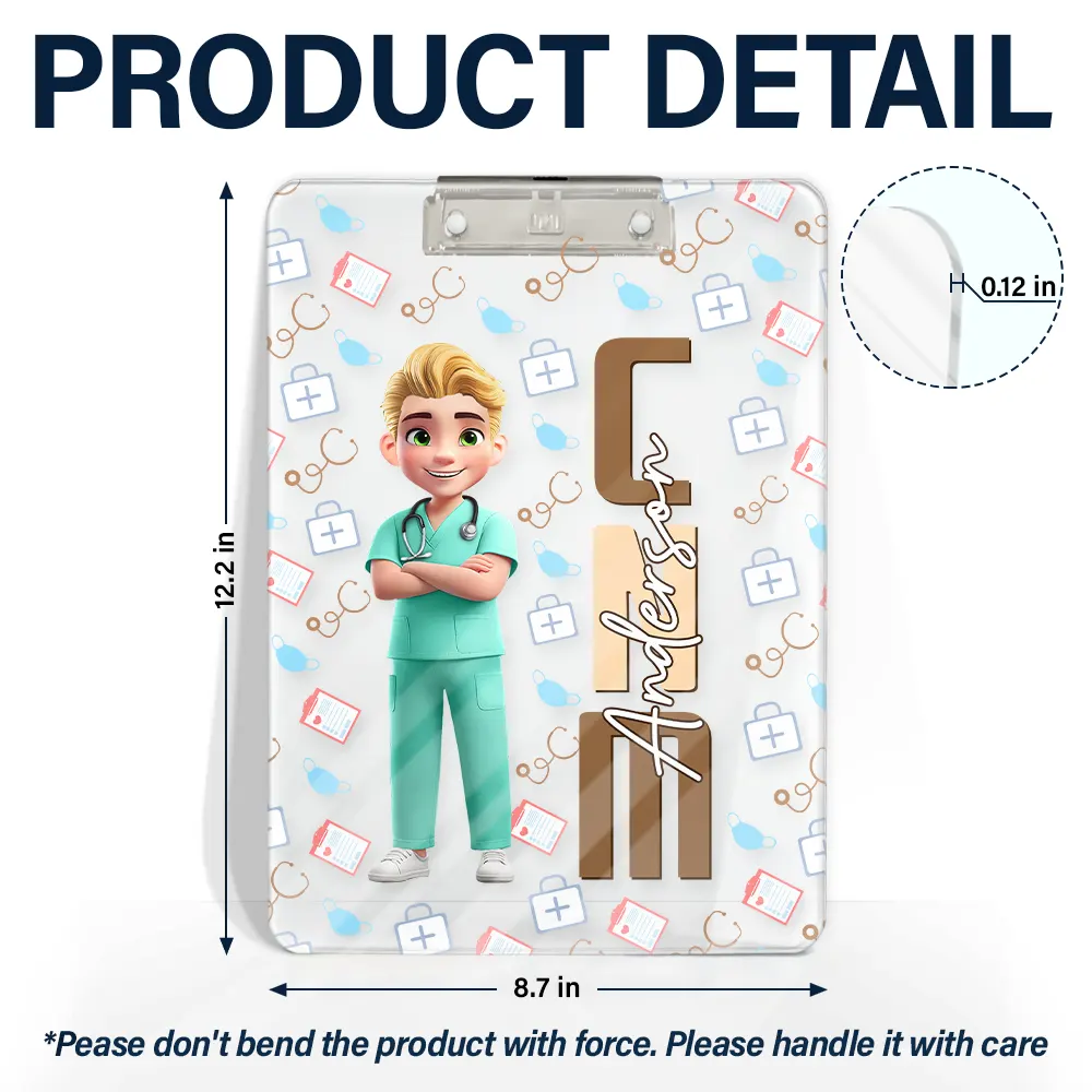 Job Title 3D Effect Nurse - Personalized Acrylic Clipboard - Image 5