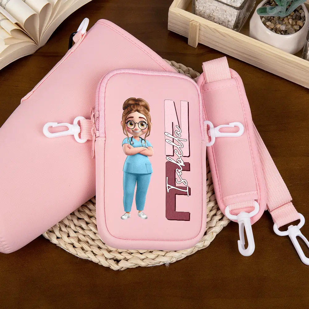 Job Title 3D Effect Nurse - Personalized Bottle Carrier Bag - Image 4