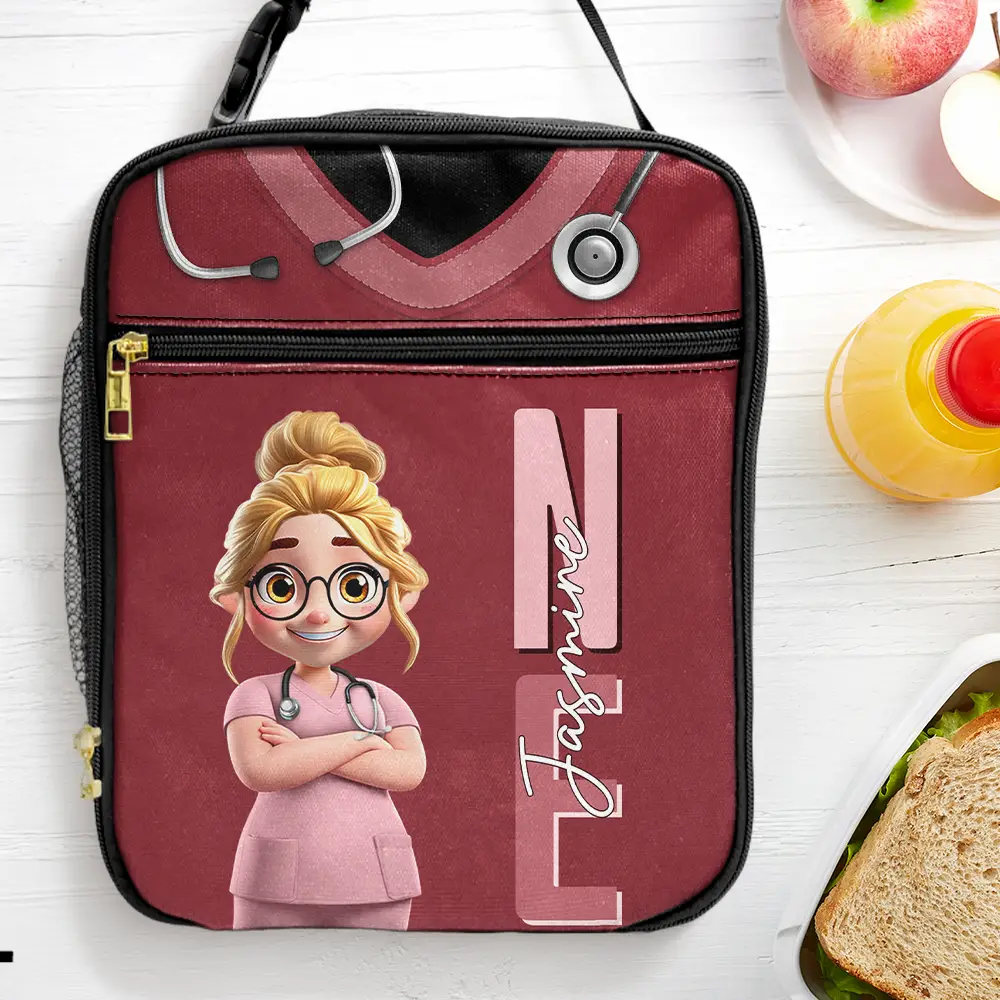 Job Title 3D Effect Nurse - Personalized Kids Lunch Bag - Image 3