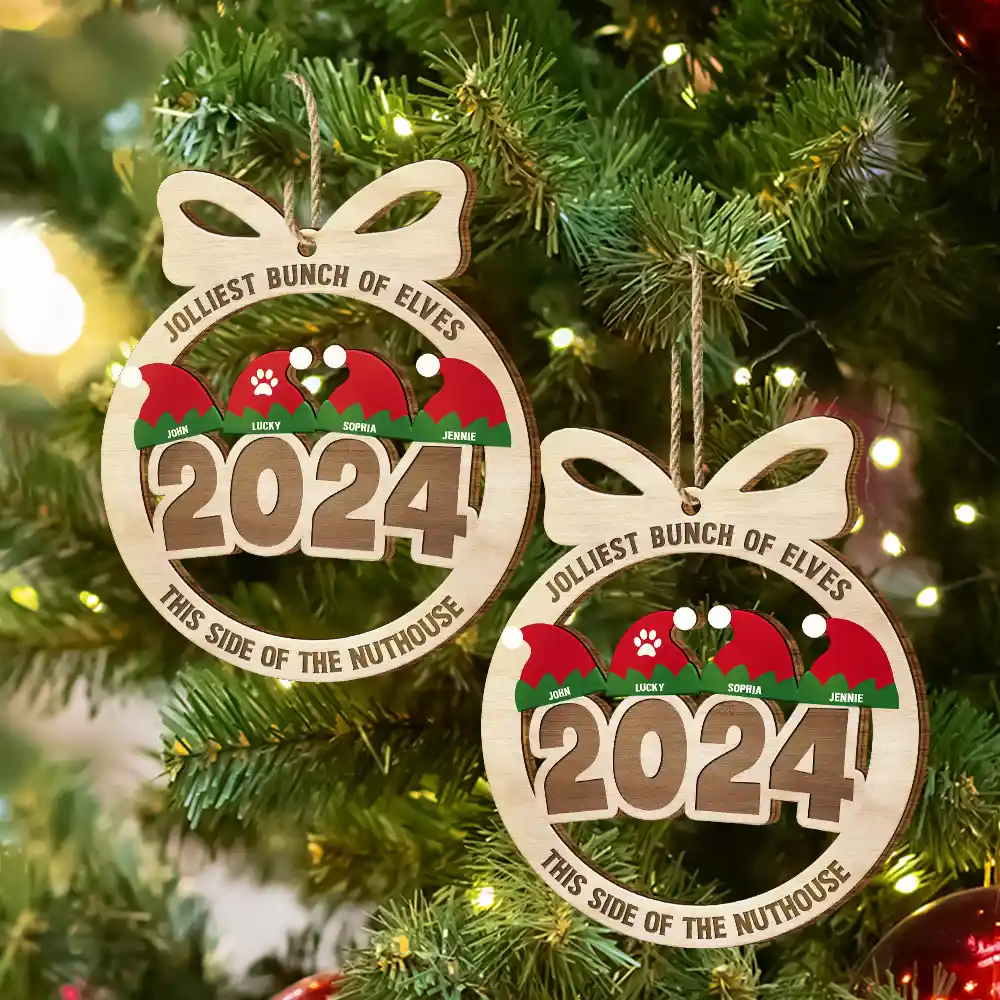 Jolliest Bunch Of Elves - Personalized Wooden Cutout Ornament - Image 6