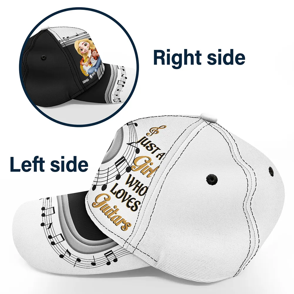 Just A Boy Girl Who Loves Guitars 3D Effect - Personalized Classic Cap - Image 3