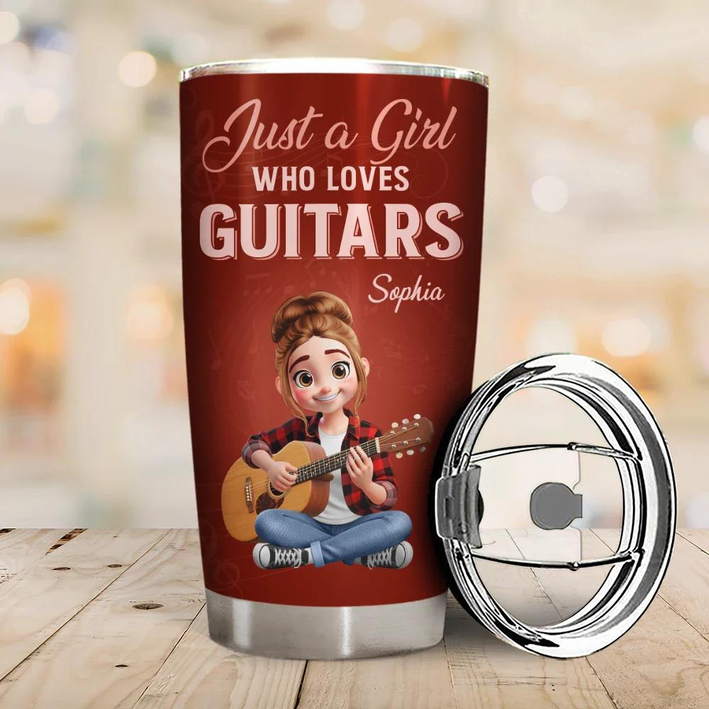 Just A Boy Who Loves Guitars - Personalized Tumbler - Image 2