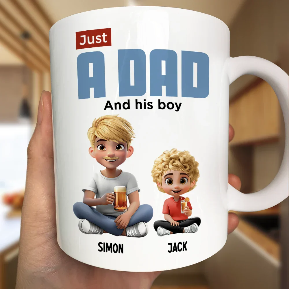 Just A Dad And His Girl 3D Cartoon - Personalized Mug - Image 3