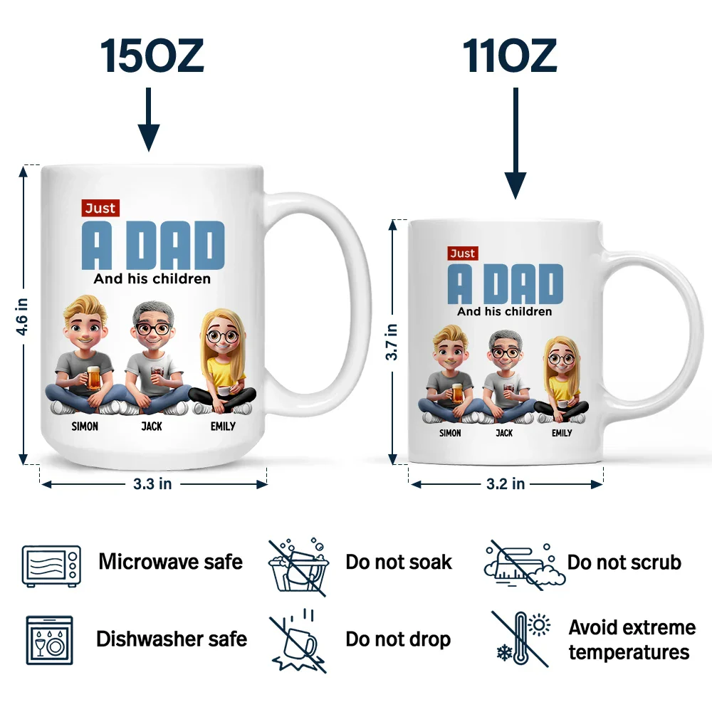 Just A Dad And His Girl 3D Cartoon - Personalized Mug - Image 4