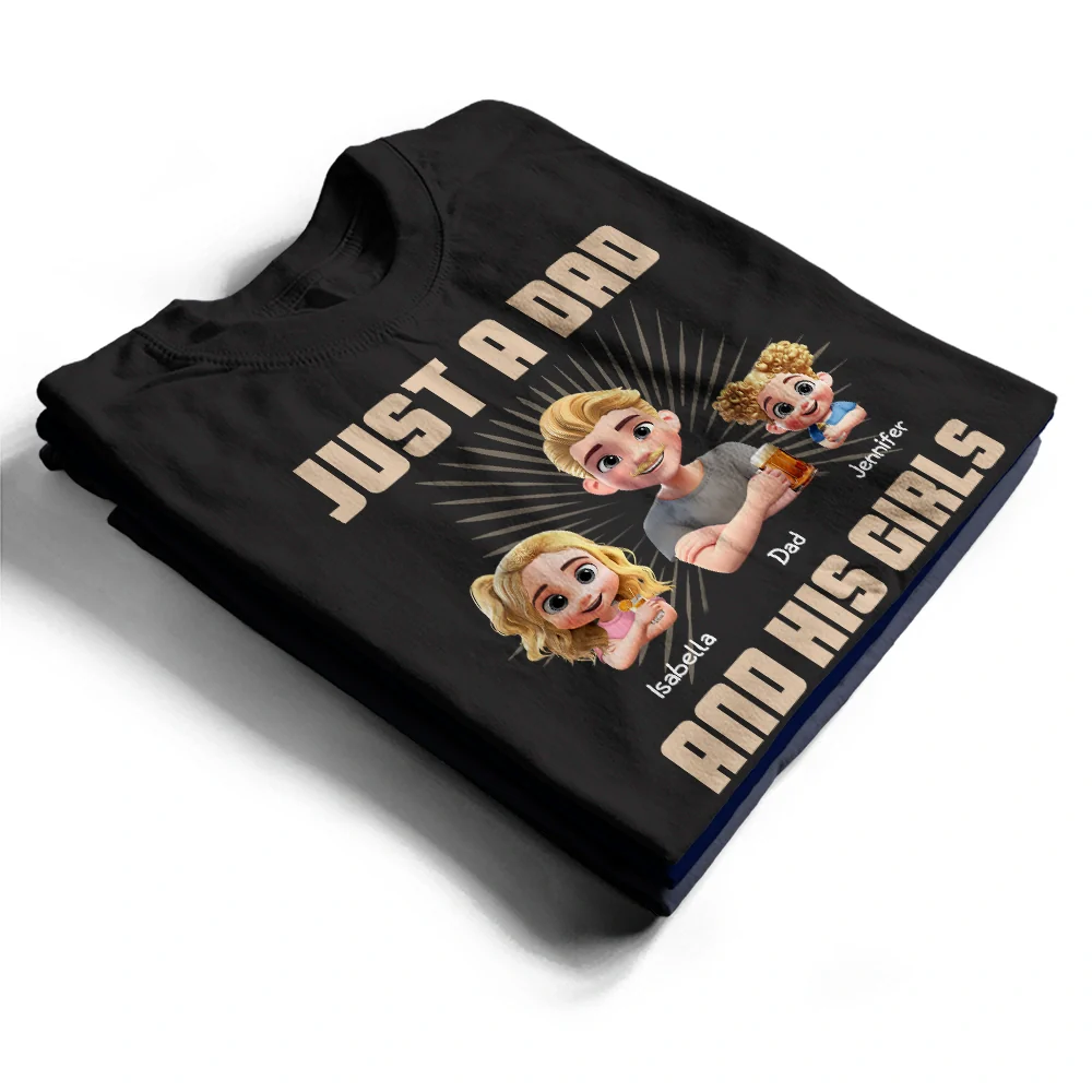 Just A Dad And His Girl 3D Effect Crossed Arms - Personalised T Shirt - Image 2