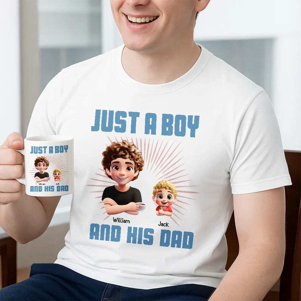 Just A Dad And His Girl 3D Effect Crossed Arms - Personalized Father's Day Gift Set - Image 2