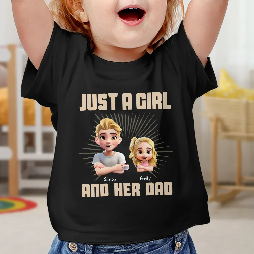 Just A Dad And His Girl 3D Effect Crossed Arms - Personalized T Shirt - Image 5