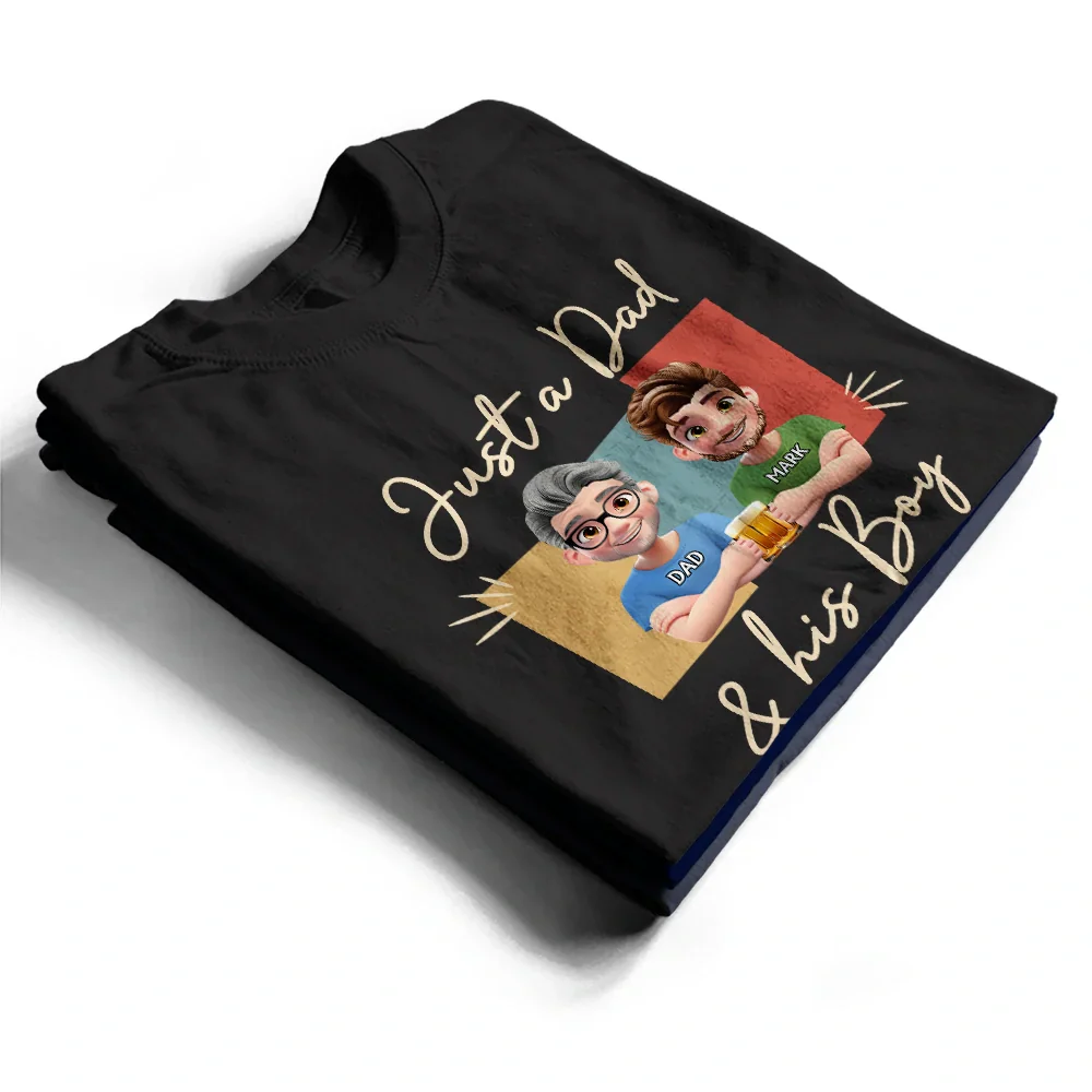 Just A Dad And His Girl 3D Effect - Personalized T Shirt - Image 3