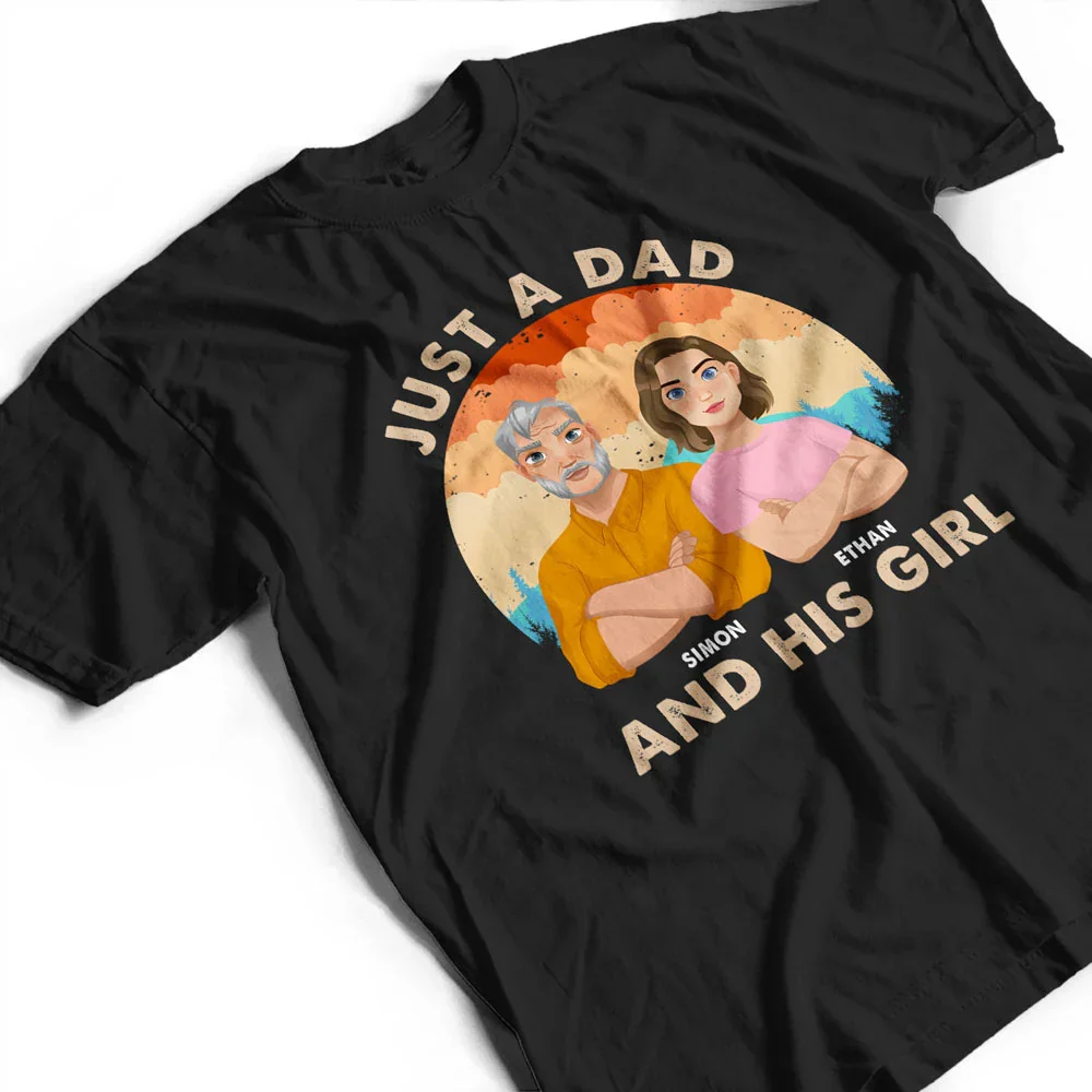Just A Dad And His Girl Flat Art - Personalized T Shirt - Image 3