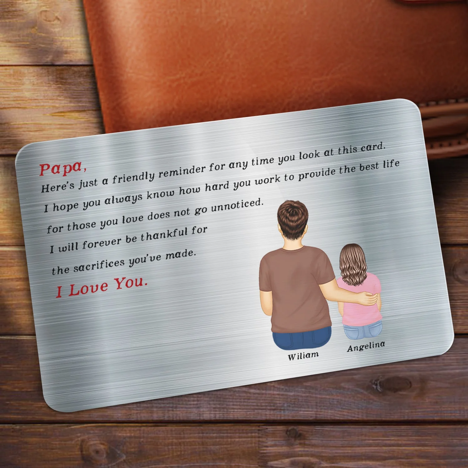Just A Friendly Reminder - Gift For Dad - Personalized Aluminum Wallet Card - Image 2