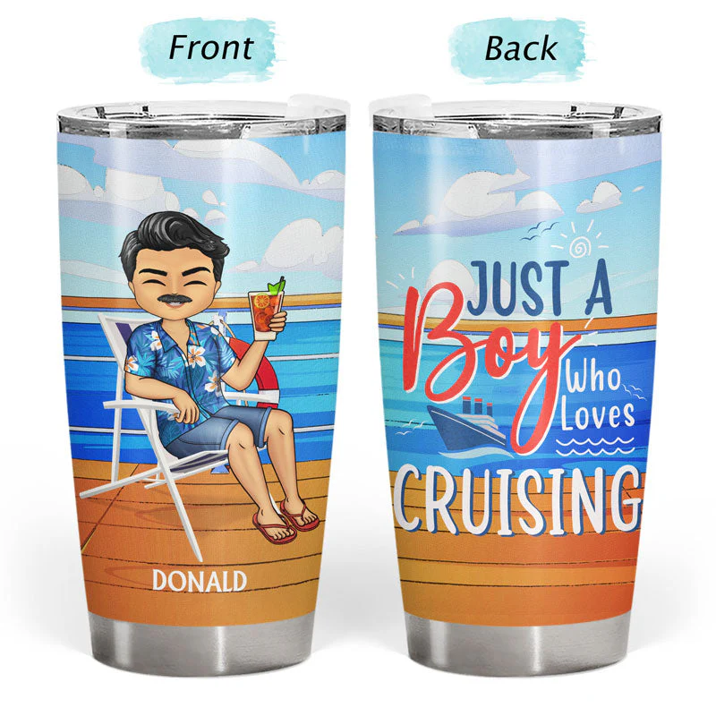 Just A Girl A Boy Who Loves Cruising - Gift For Travelers - Personalized Custom Tumbler - Image 3