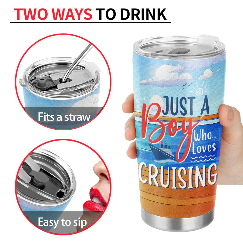 Just A Girl A Boy Who Loves Cruising - Gift For Travelers - Personalized Custom Tumbler - Image 4