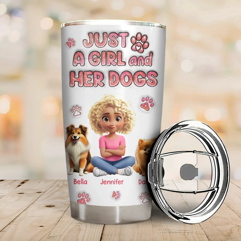 Just A Girl And Her Dog - Personalized Tumbler - Image 2