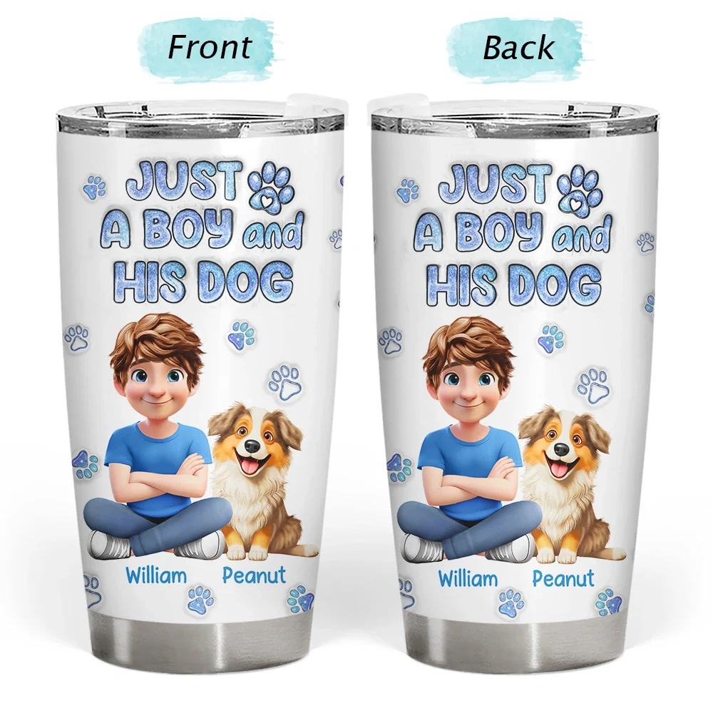 Just A Girl And Her Dog - Personalized Tumbler - Image 3